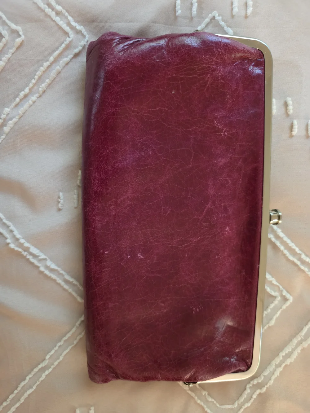 HOBO Wine Red Leather Clutch Wallet with Frame